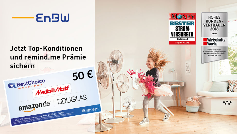 Neuen Stromvertrag Bei Enbw Abschliessen Und Mit 50euro Pramie Belohnt Werden