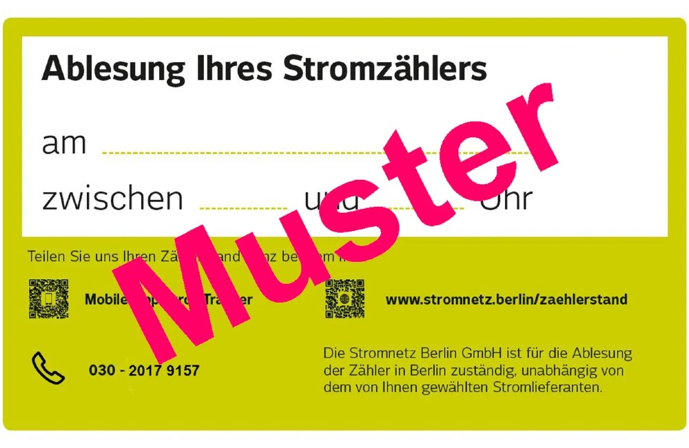 Aushang einer Stromzählererfassung