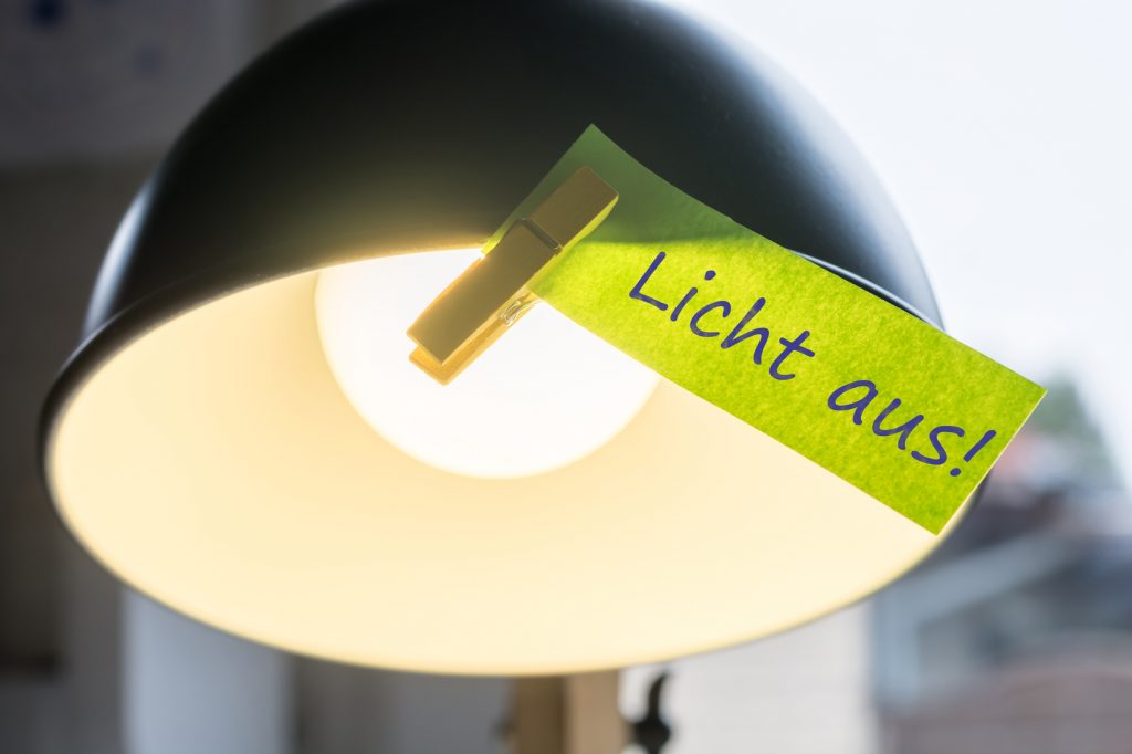 Aufforderung zum Licht ausmachen