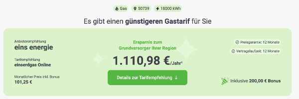 Gaspreis gesunken