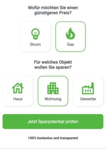 Infografik für den Start in das remind.me Strom und Gas Bewertungstool.