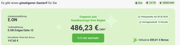 Regelmäßiger Gasanbieterwechsel