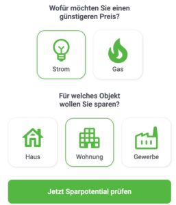 Infografik für den Start in das remind.me Strom und Gas Bewertungstool.
