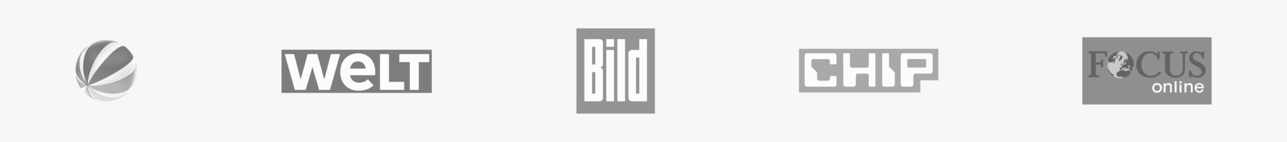 Logos bekannter Medien: Sat.1, WELT, BILD, CHIP, FOCUS online – Medienberichte über remind.me.